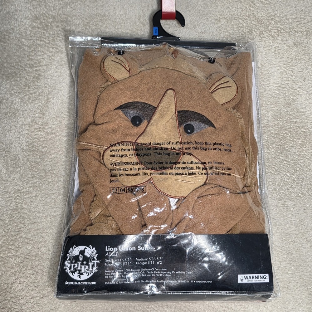 Spirit Halloween Lion Union Suit Adult XL Bodysuit Jumpsuit One Piece Costume - Picture 11 of 16